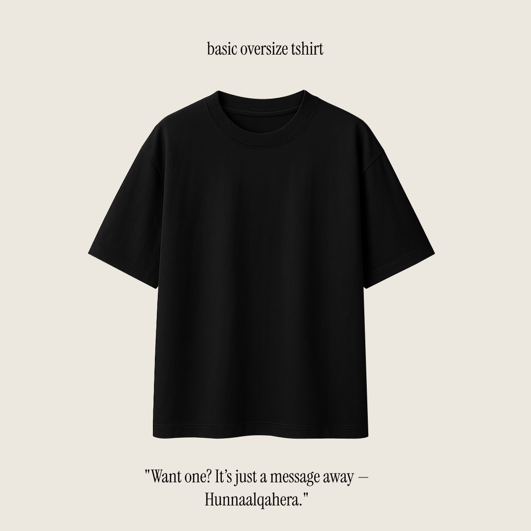 OVER SIZE  Cotton T-Shirt - BLACK